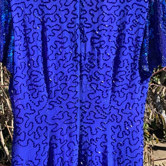 Royal Blue Sequence Evening Dress.  Size 8. - Picture 9 of 10